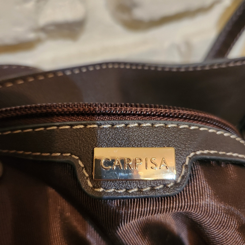 Carpisa NWOT Italian Style Brown Woven Shoulder Purse - Picture 11 of 16
